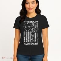 Freedom Over Fear Pro Gun USA Flag 2nd Amendment Women's T-Shirt thumb 4