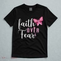 Faith Over Fear Fighter Breast Cancer Awareness Pink Ribbon T-Shirt thumb 5