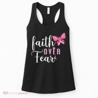 Faith Over Fear Fighter Breast Cancer Awareness Pink Ribbon Women's Tank Top thumb 0