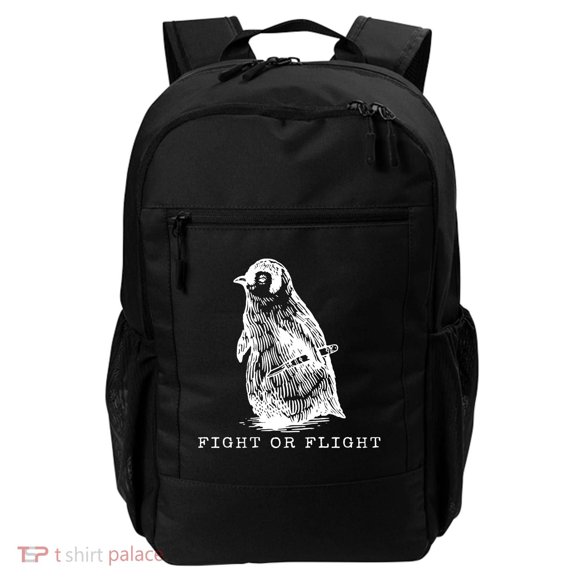 Fight Or Flight Funny Penguin Meme Backpack