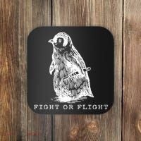 Fight Or Flight Funny Penguin Meme Coaster thumb 0