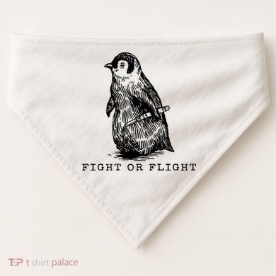 Fight Or Flight Funny Penguin Meme USA-Made Doggie Bandana