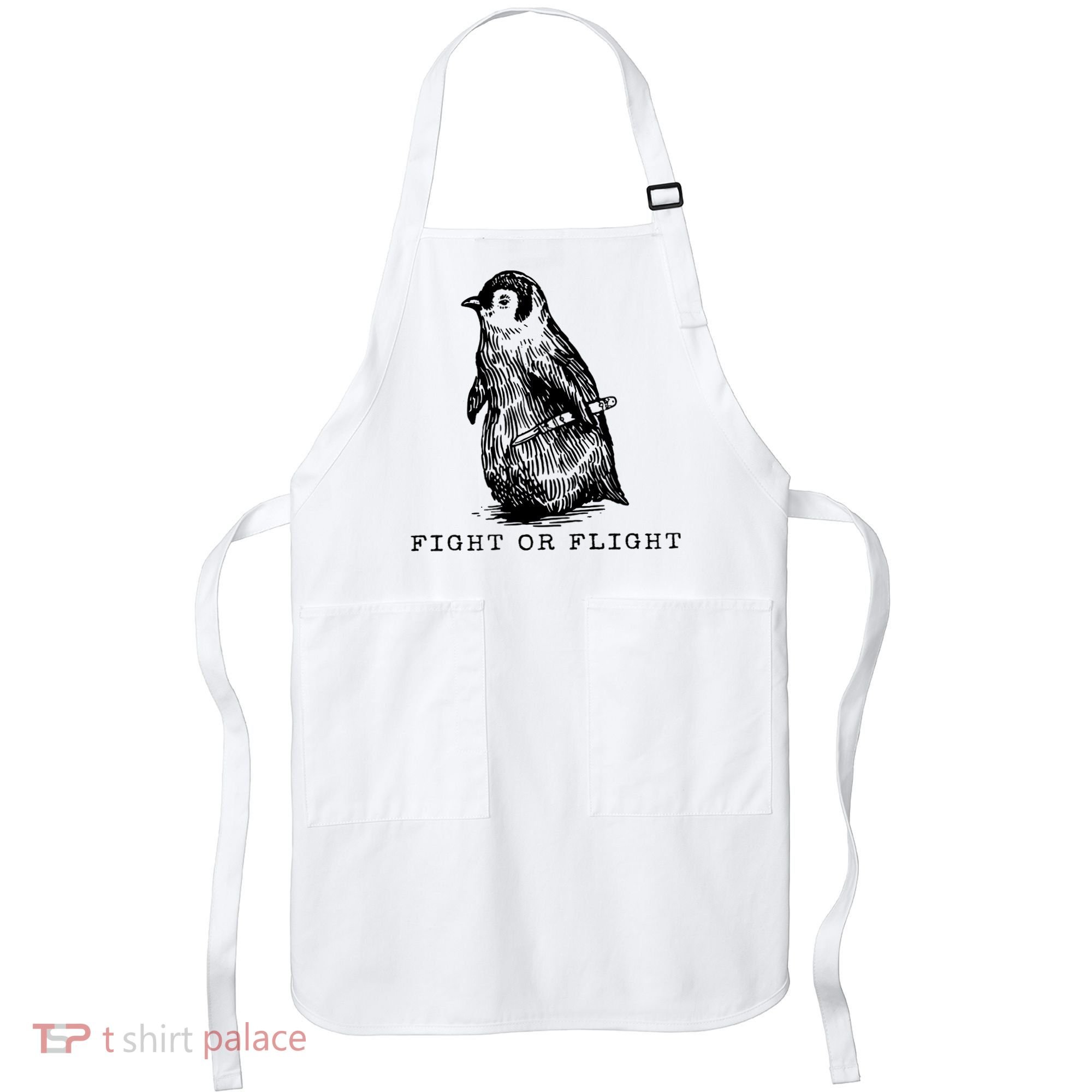 Fight Or Flight Funny Penguin Meme Apron