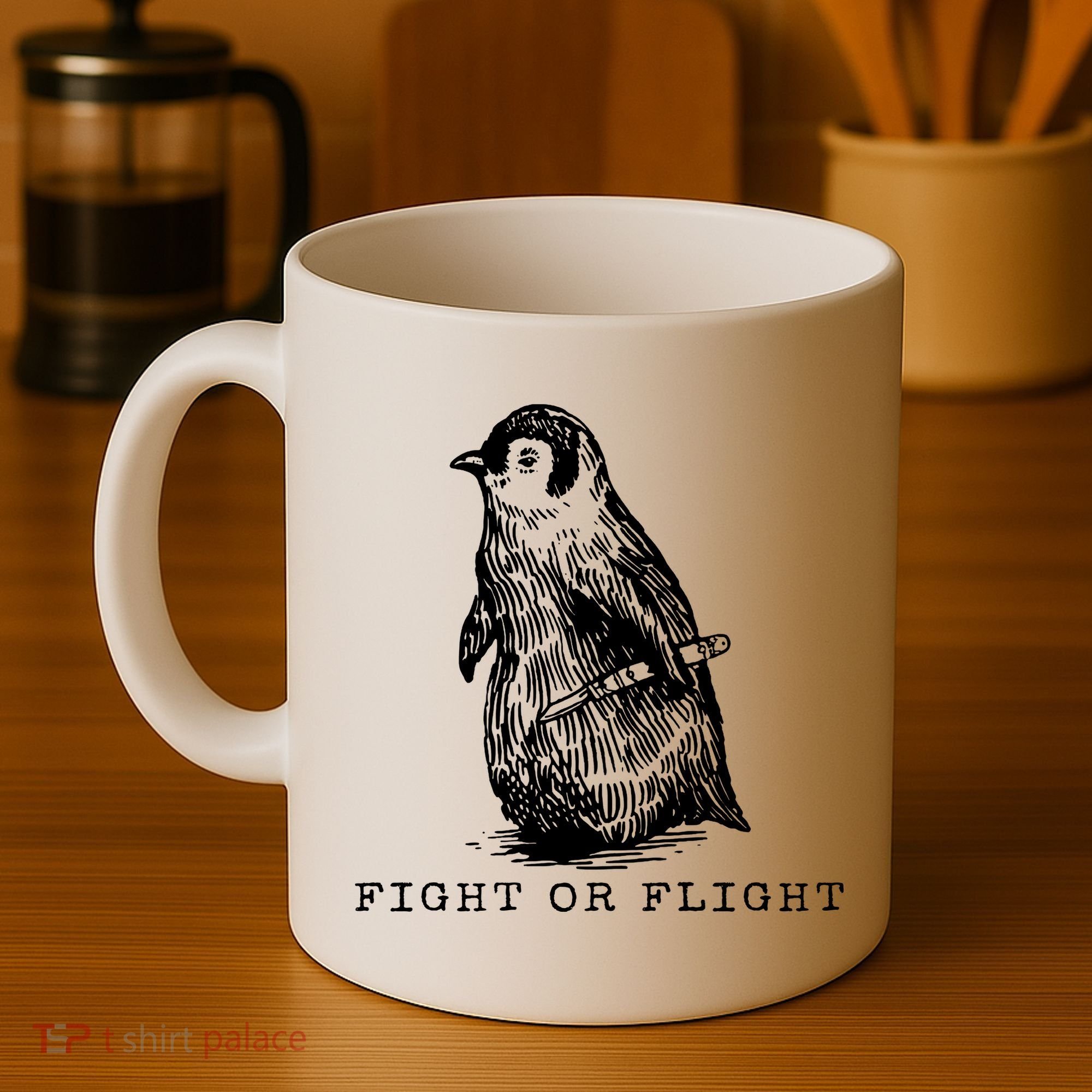 Fight Or Flight Funny Penguin Meme Coffee Mug