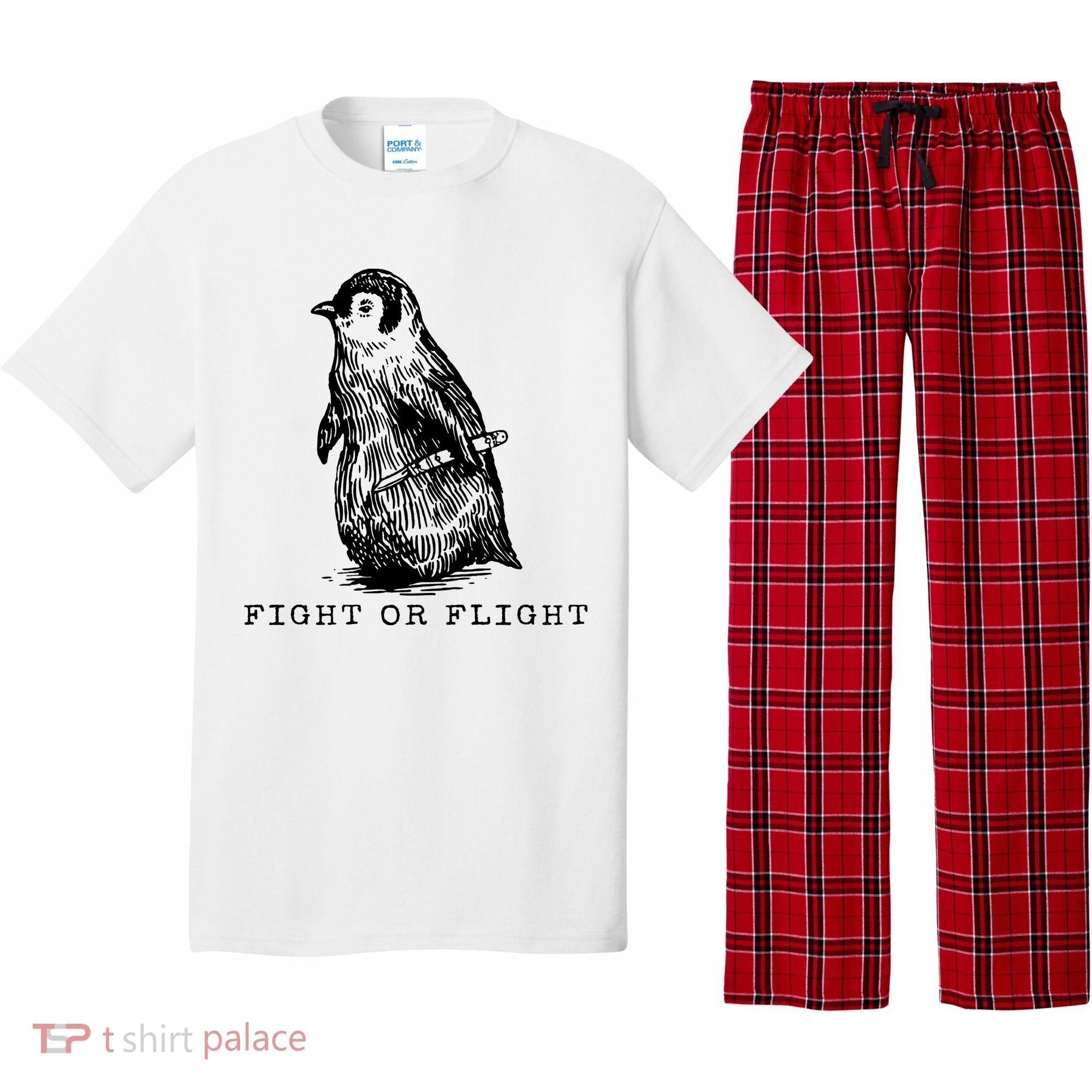 Fight Or Flight Funny Penguin Meme Pajama Set
