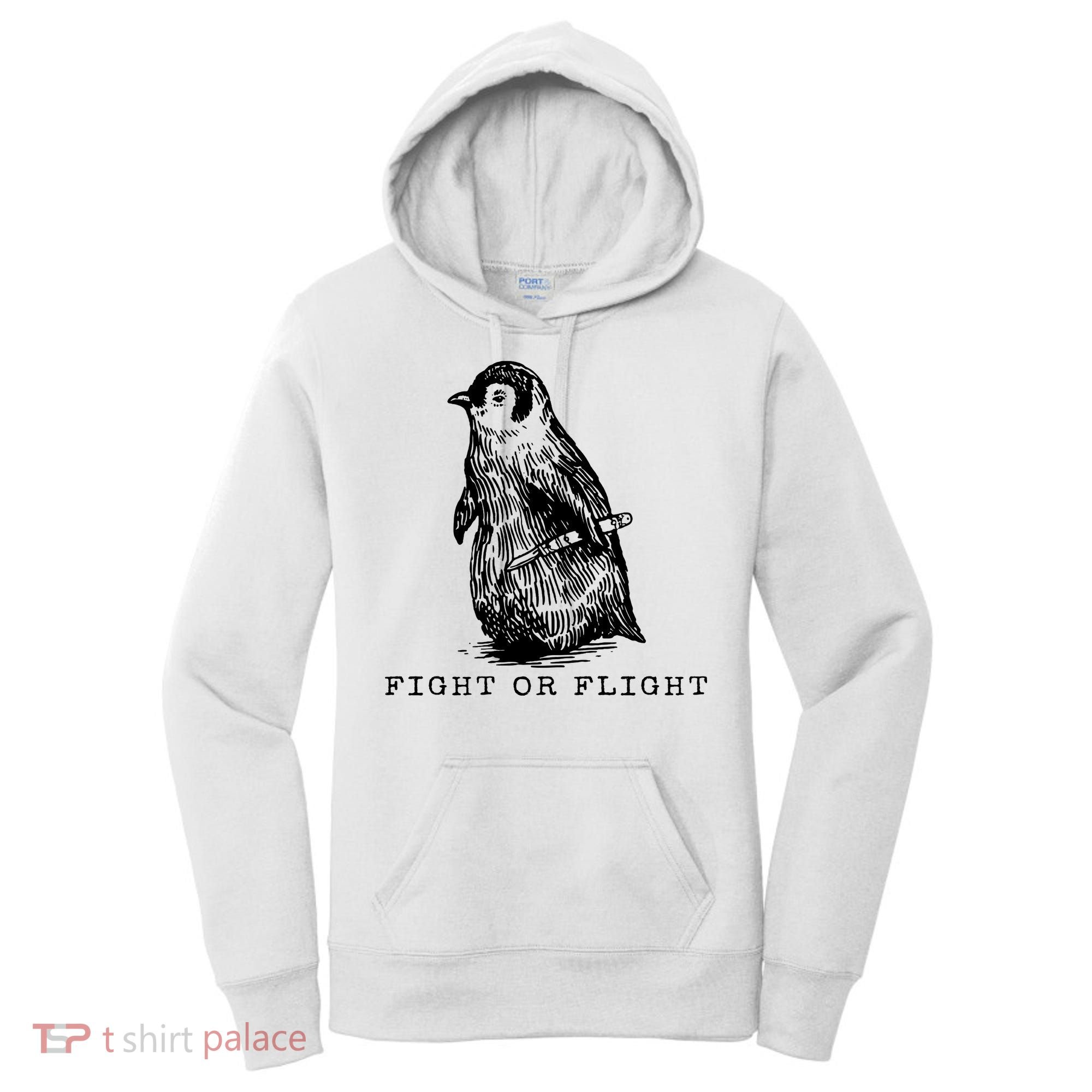Fight Or Flight Funny Penguin Meme Women's Hoodie
