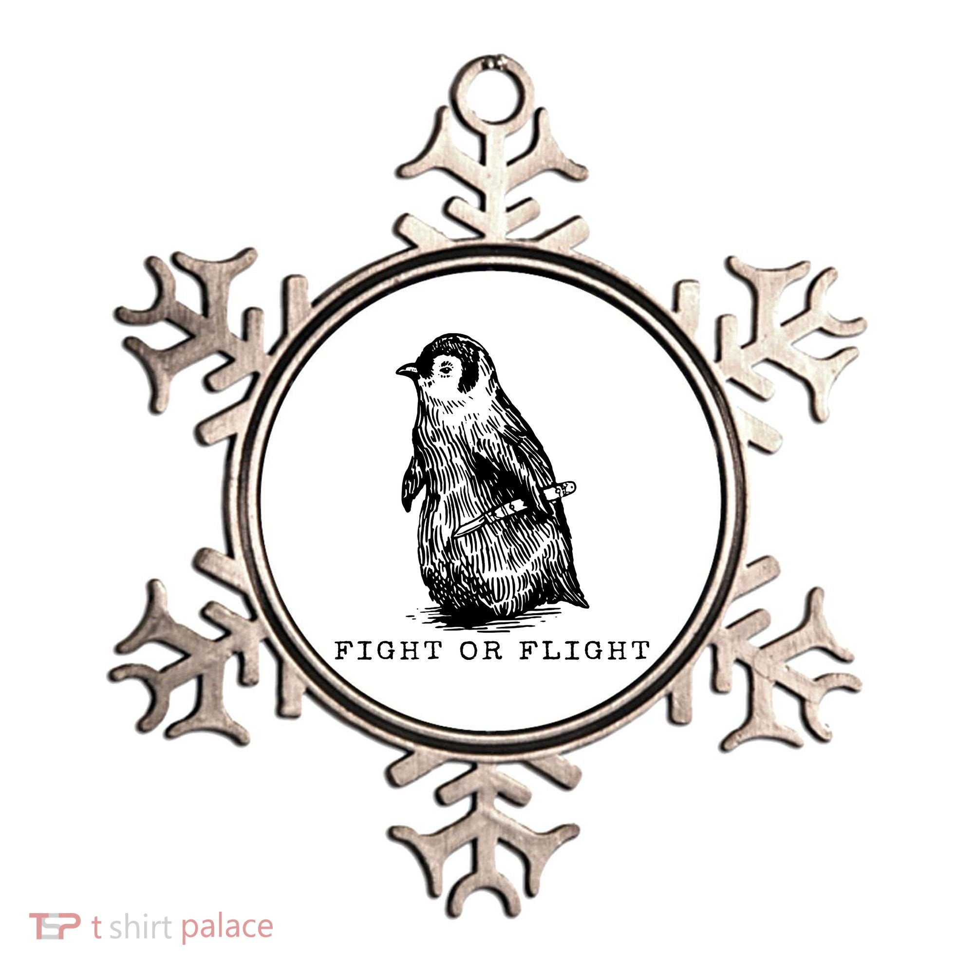 Fight Or Flight Funny Penguin Meme Ornament