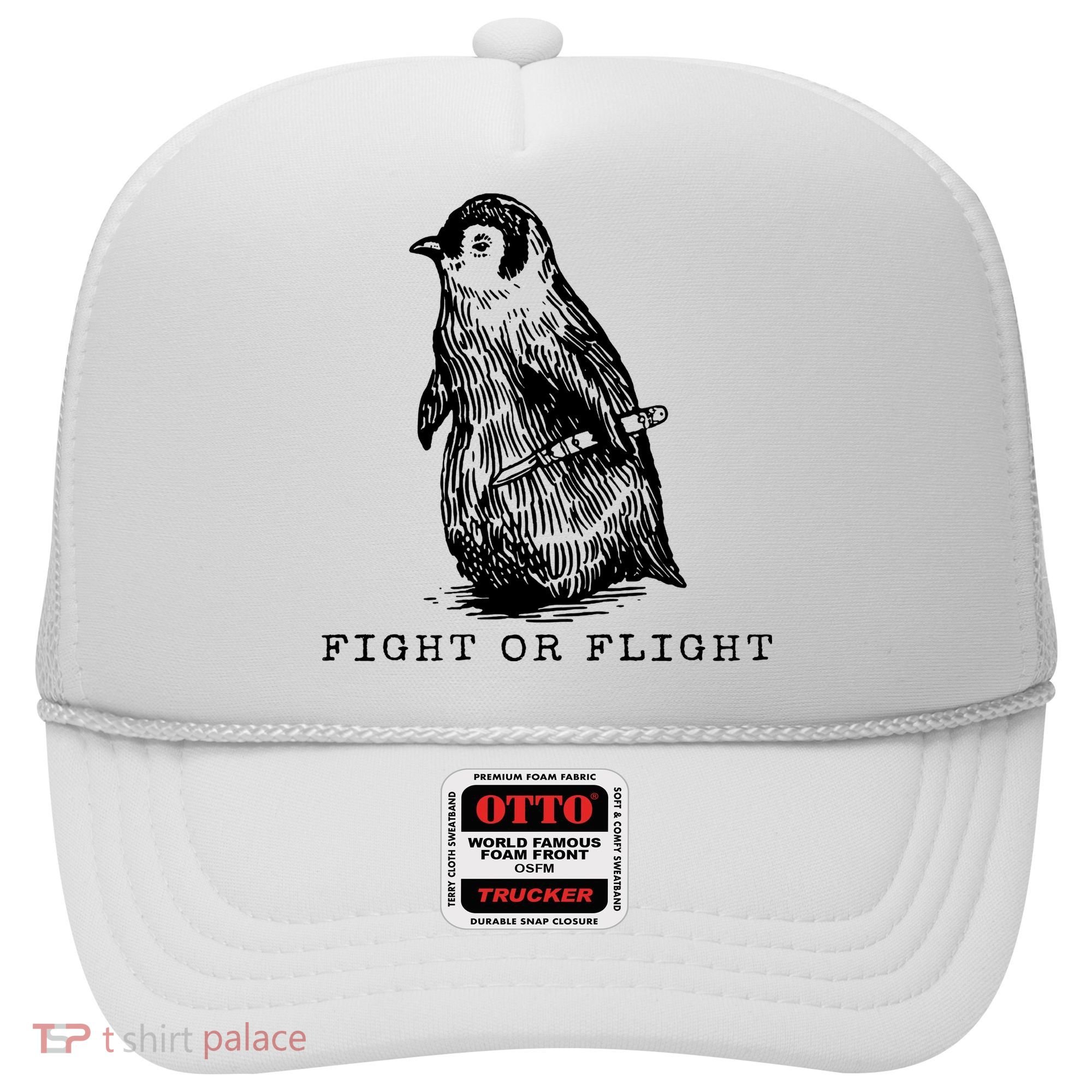 Fight Or Flight Funny Penguin Meme Hat