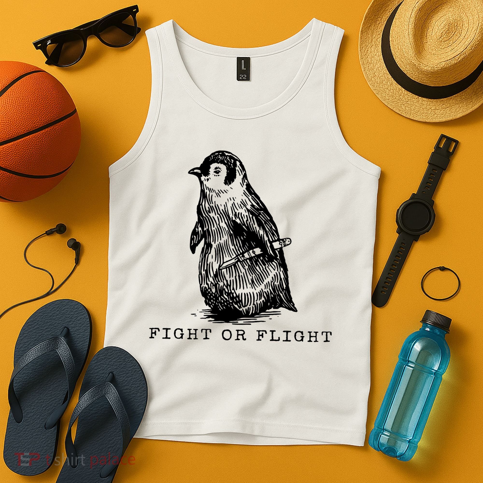 Fight Or Flight Funny Penguin Meme Tank Top
