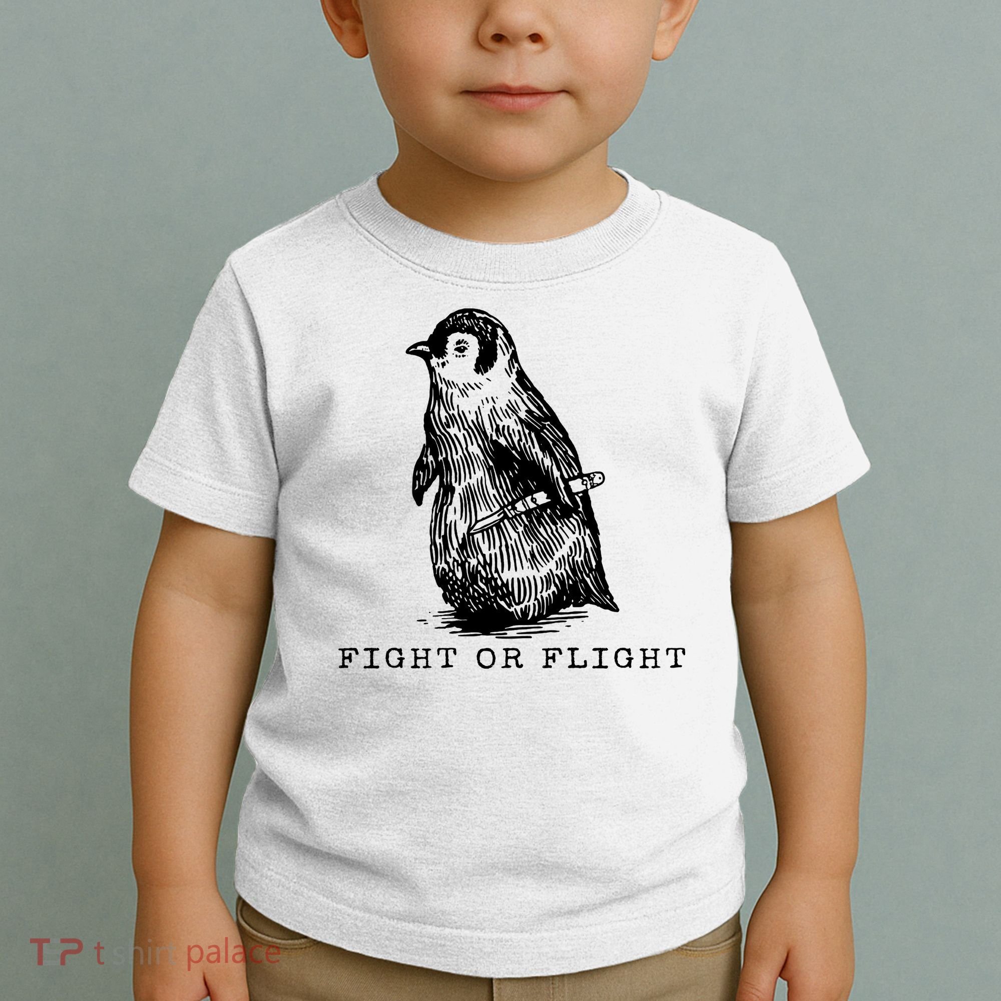 Fight Or Flight Funny Penguin Meme Toddler T-Shirt