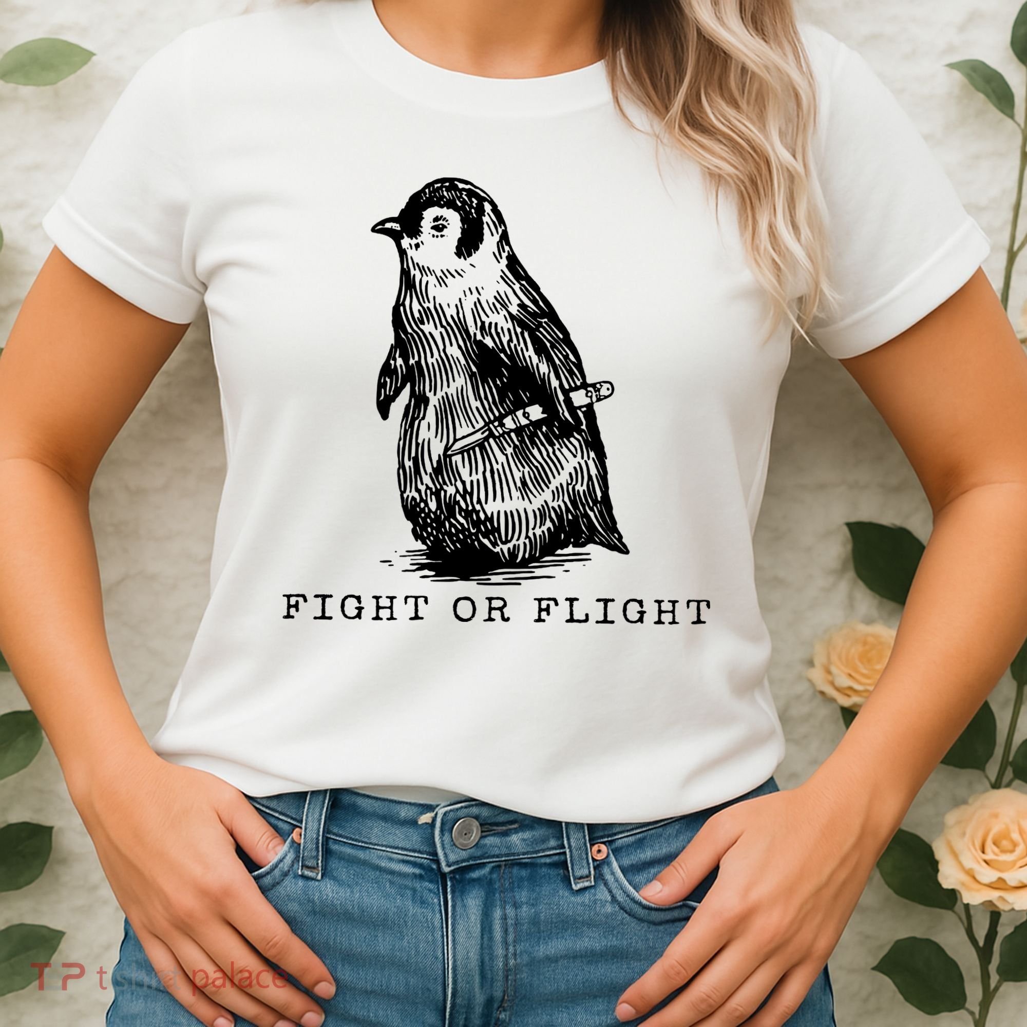 Fight Or Flight Funny Penguin Meme Women's T-Shirt