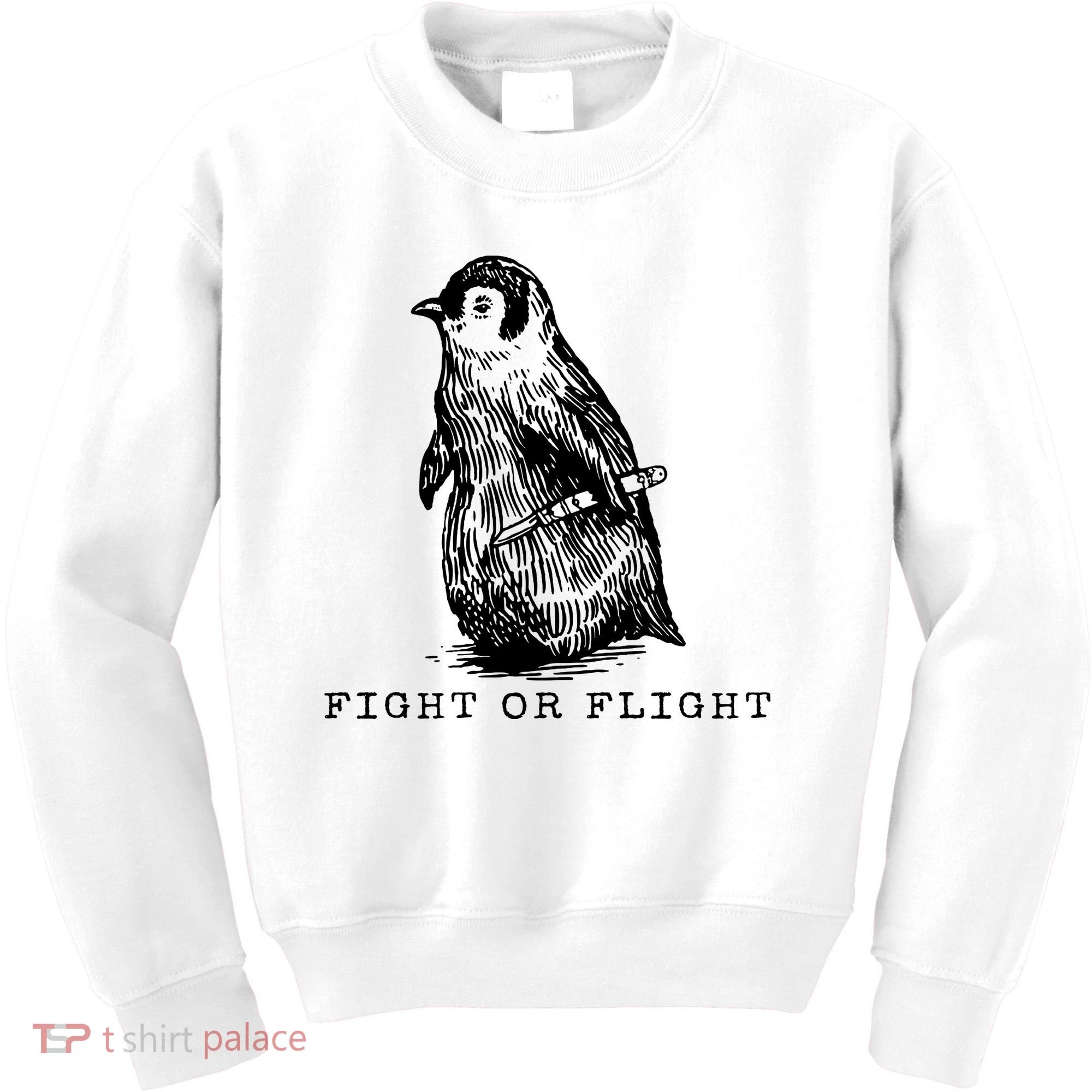 Fight Or Flight Funny Penguin Meme Kids Sweatshirt