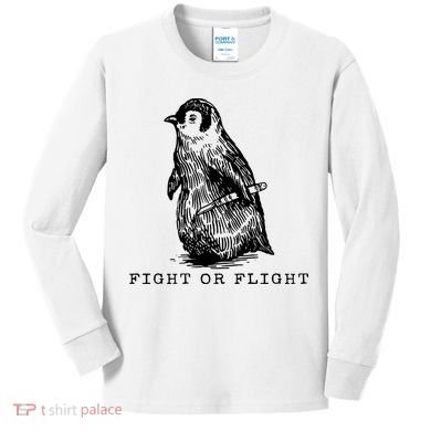 Fight Or Flight Funny Penguin Meme Kids Long Sleeve Shirt
