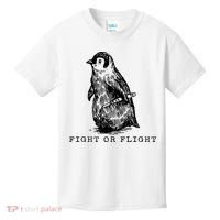 Fight Or Flight Funny Penguin Meme Kids T-Shirt thumb 0