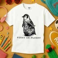 Fight Or Flight Funny Penguin Meme Kids T-Shirt thumb 3