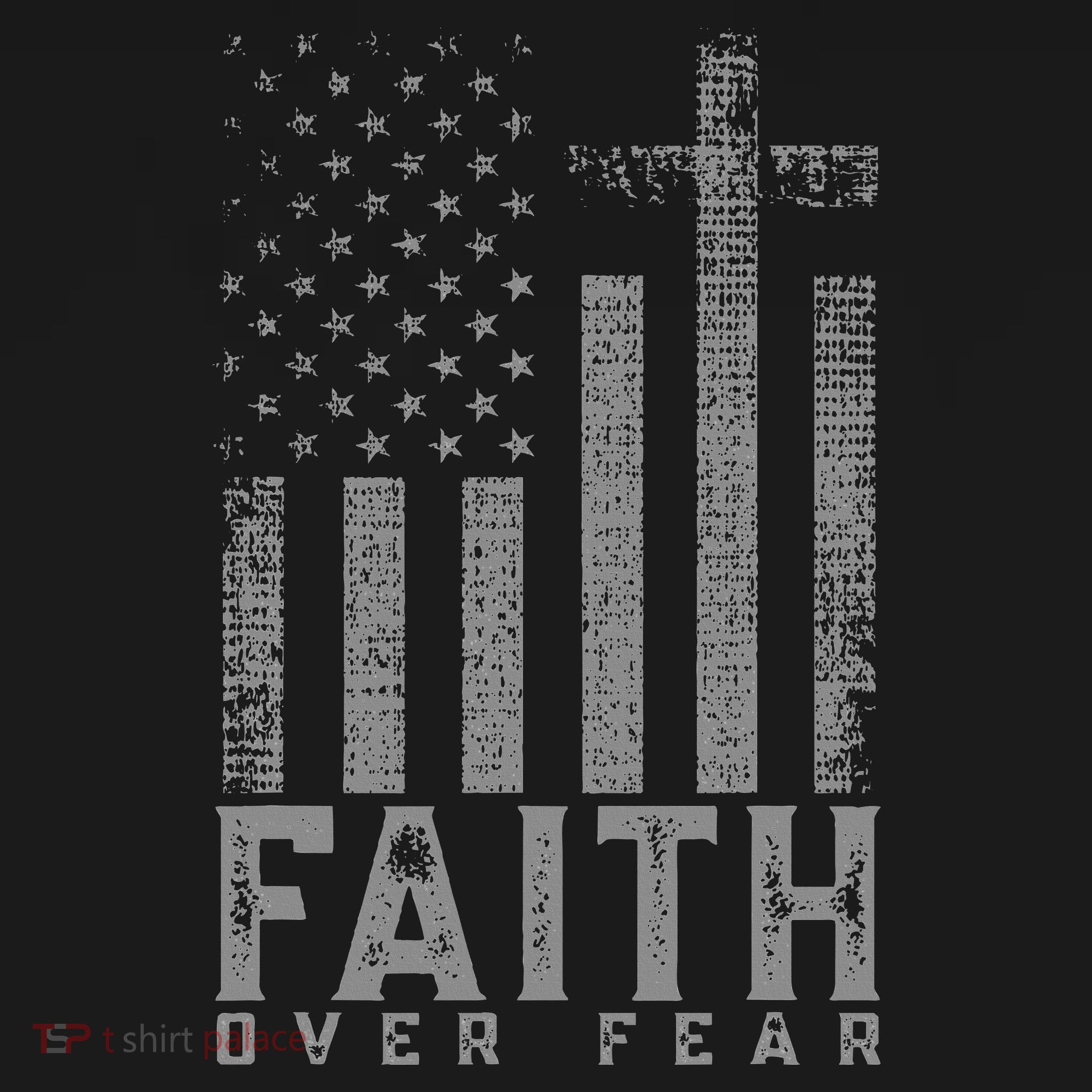 Faith Over Fear Cool Christian Cross American USA Flag Women's Tank Top