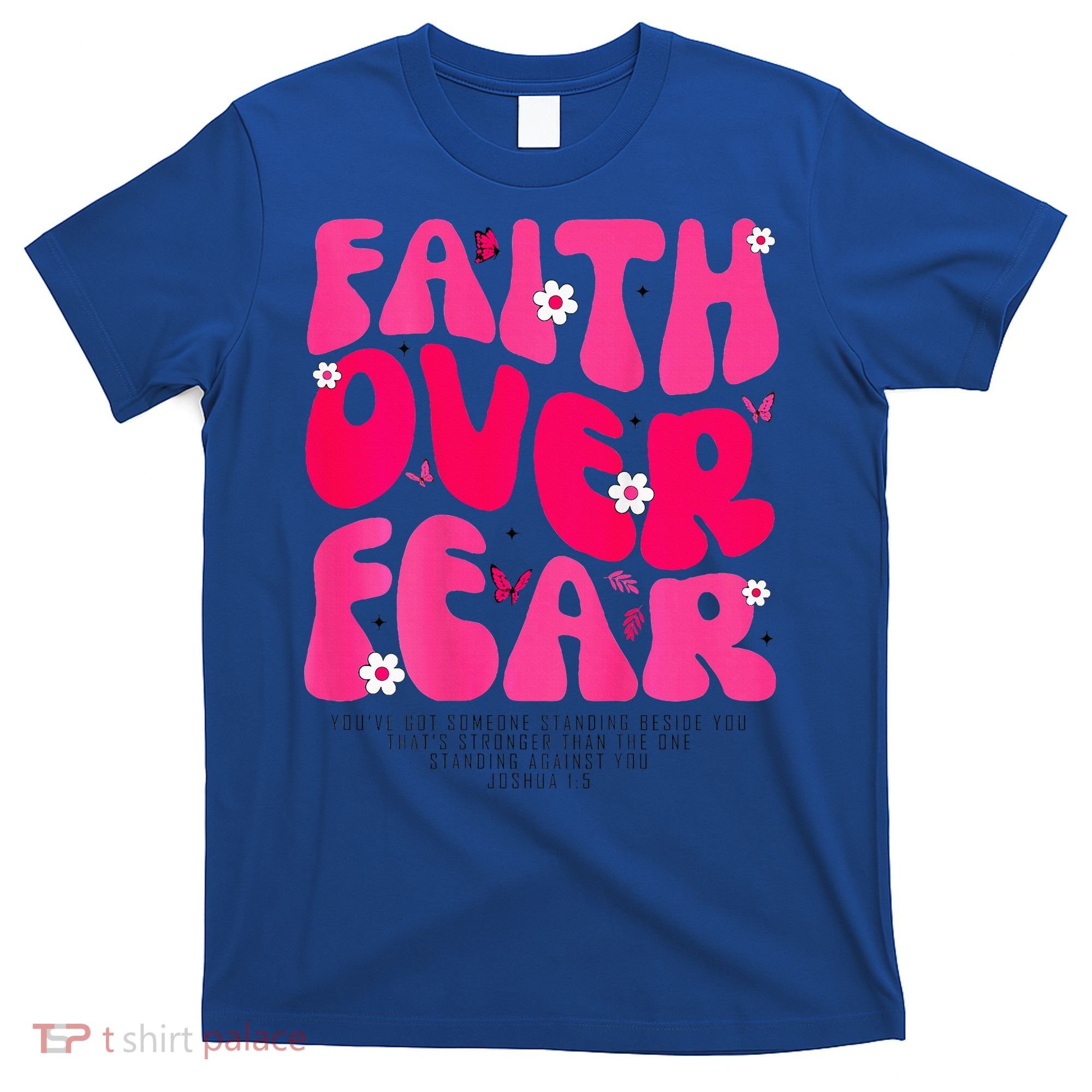 Faith Over Fear Christian Women Jesus Religious Floral T-Shirt