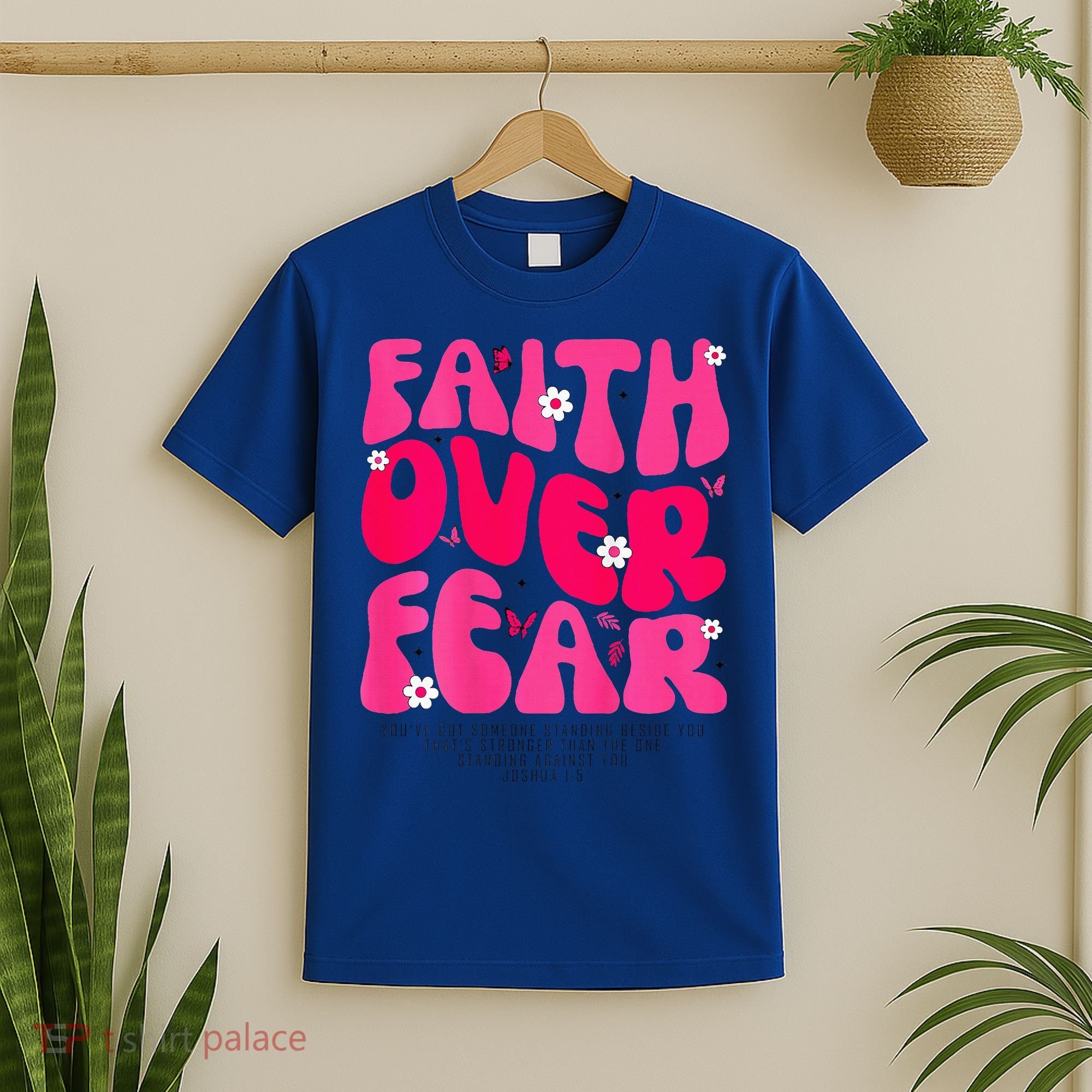 Faith Over Fear Christian Women Jesus Religious Floral T-Shirt