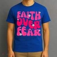 Faith Over Fear Christian Women Jesus Religious Floral T-Shirt thumb 3
