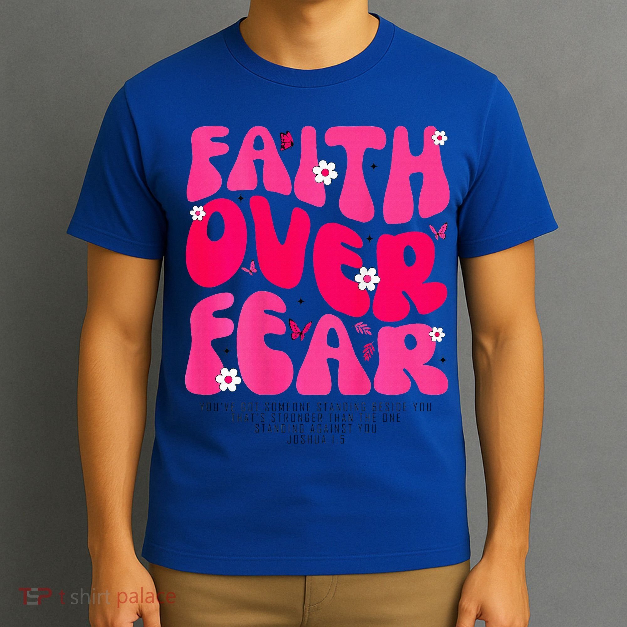 Faith Over Fear Christian Women Jesus Religious Floral T-Shirt