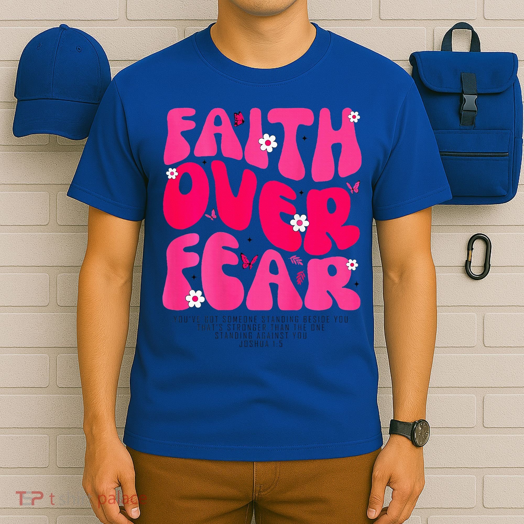 Faith Over Fear Christian Women Jesus Religious Floral T-Shirt
