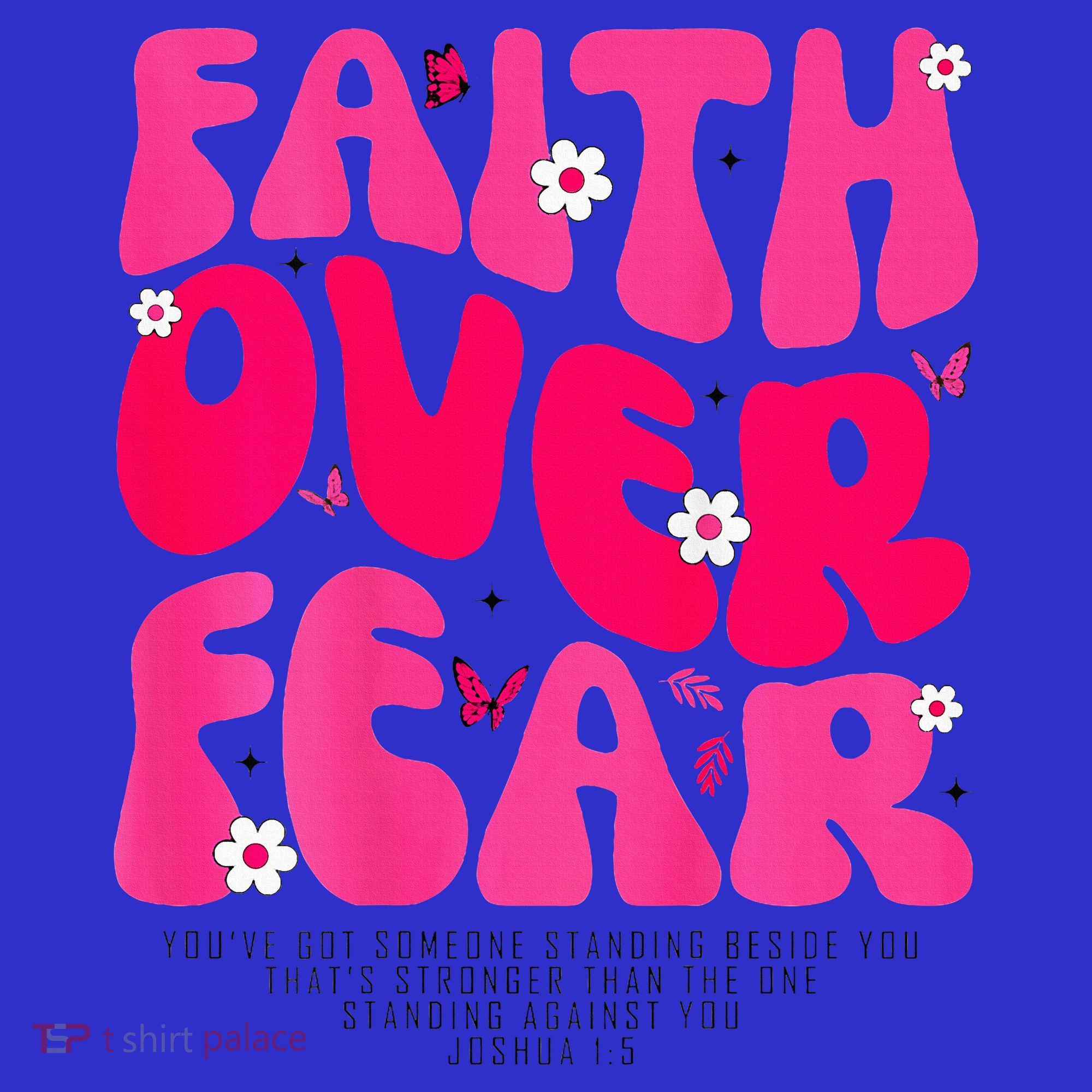 Faith Over Fear Christian Women Jesus Religious Floral T-Shirt