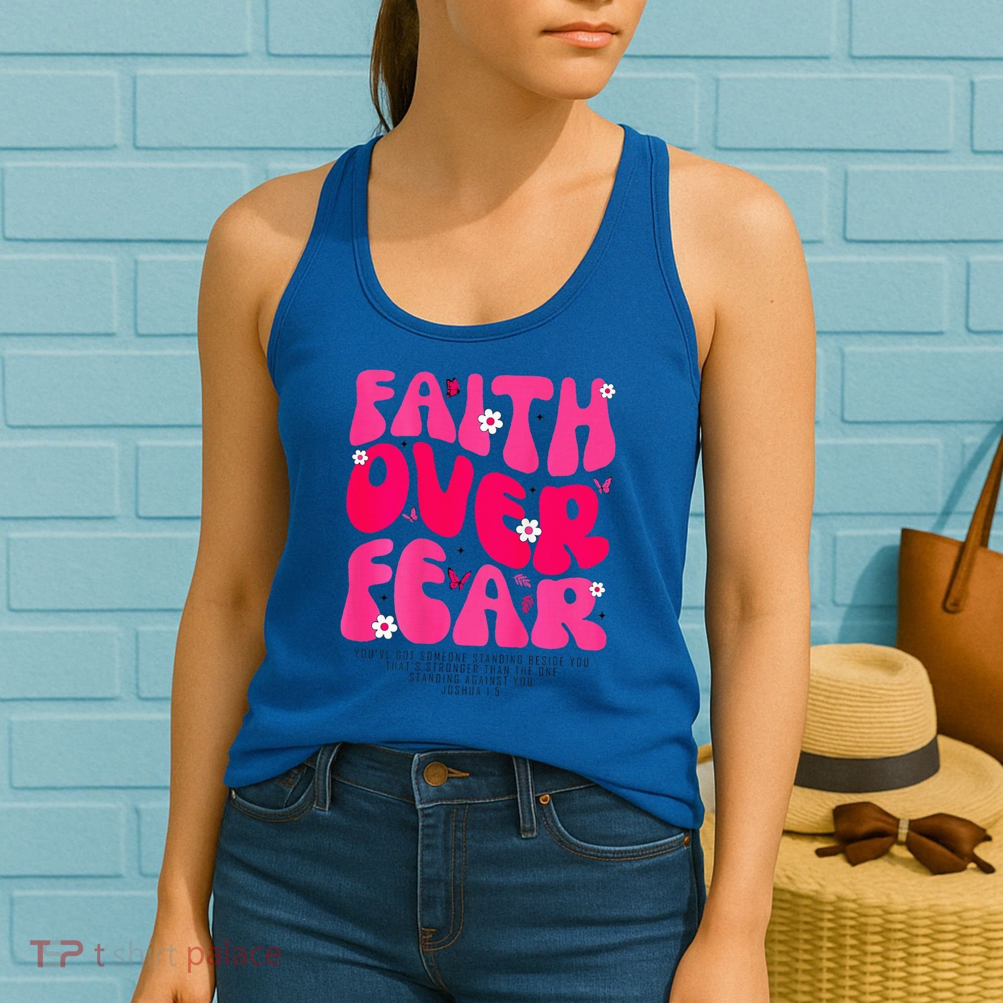 Faith Over Fear Christian Women Jesus Religious Floral Women's Tank Top