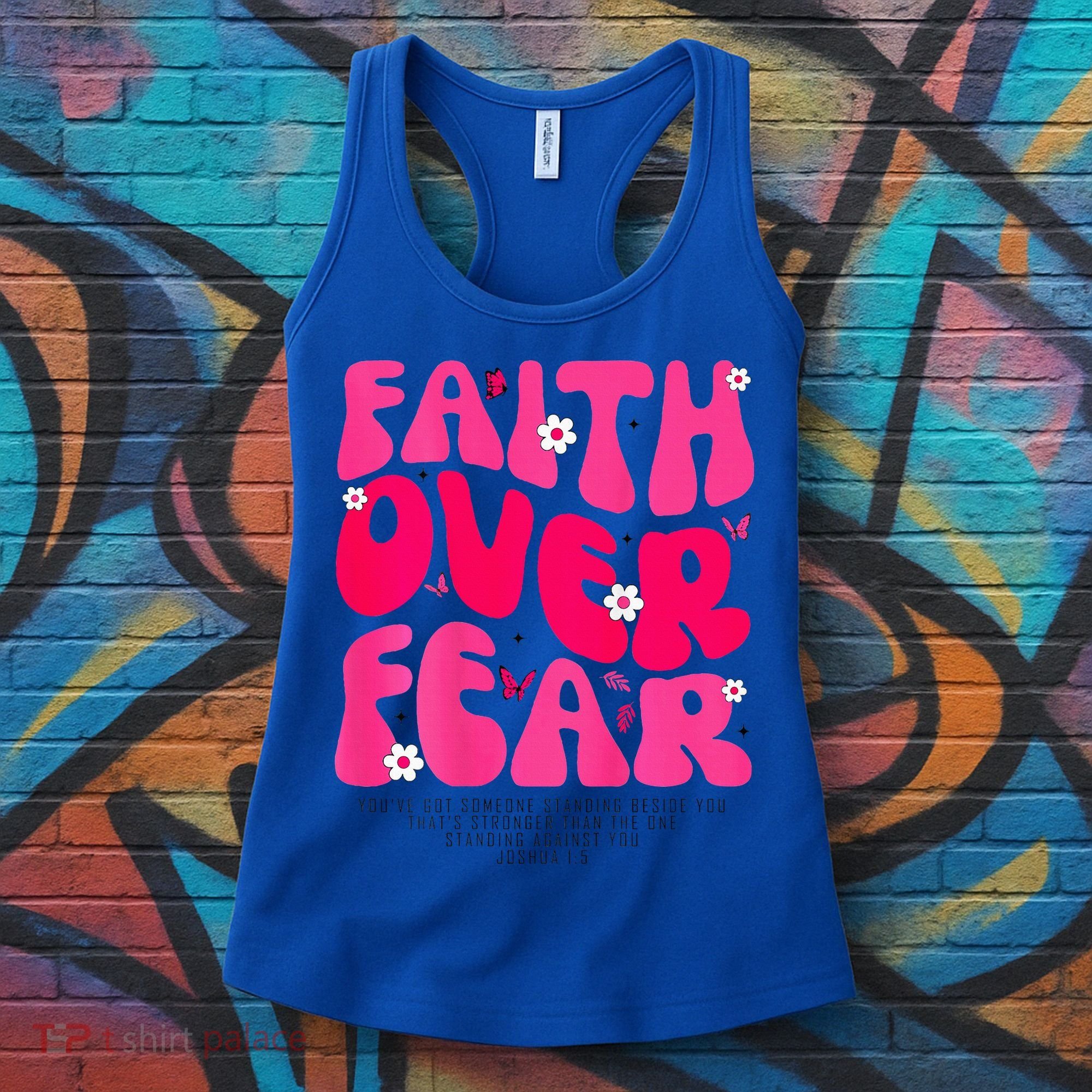 Faith Over Fear Christian Women Jesus Religious Floral Women's Tank Top