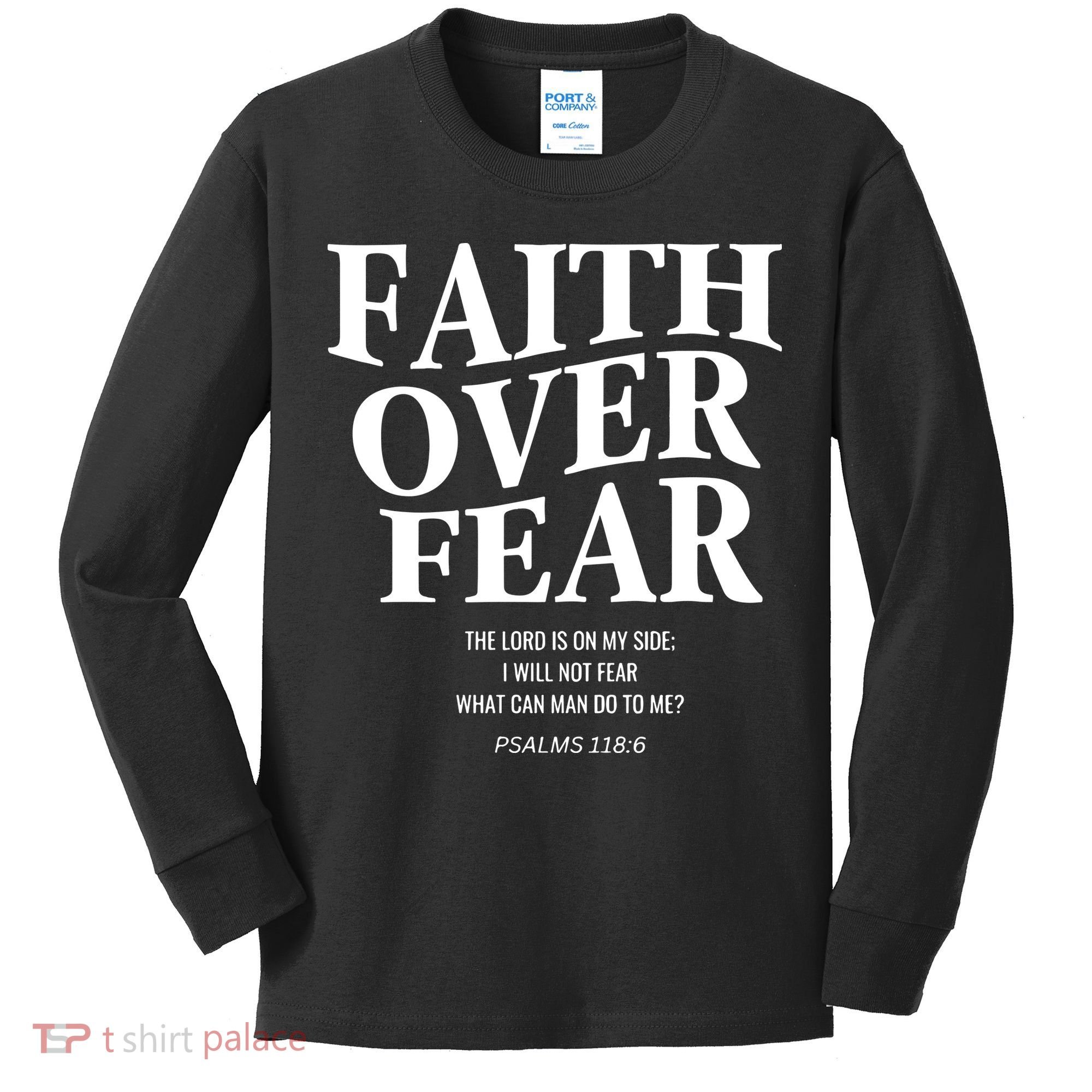 Faith Over Fear Christian Jesus Kids Long Sleeve Shirt