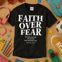 Faith Over Fear Christian Jesus Kids T-Shirt thumb 3