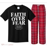 Faith Over Fear Christian Jesus Kids Plaid Pajama Set thumb 0