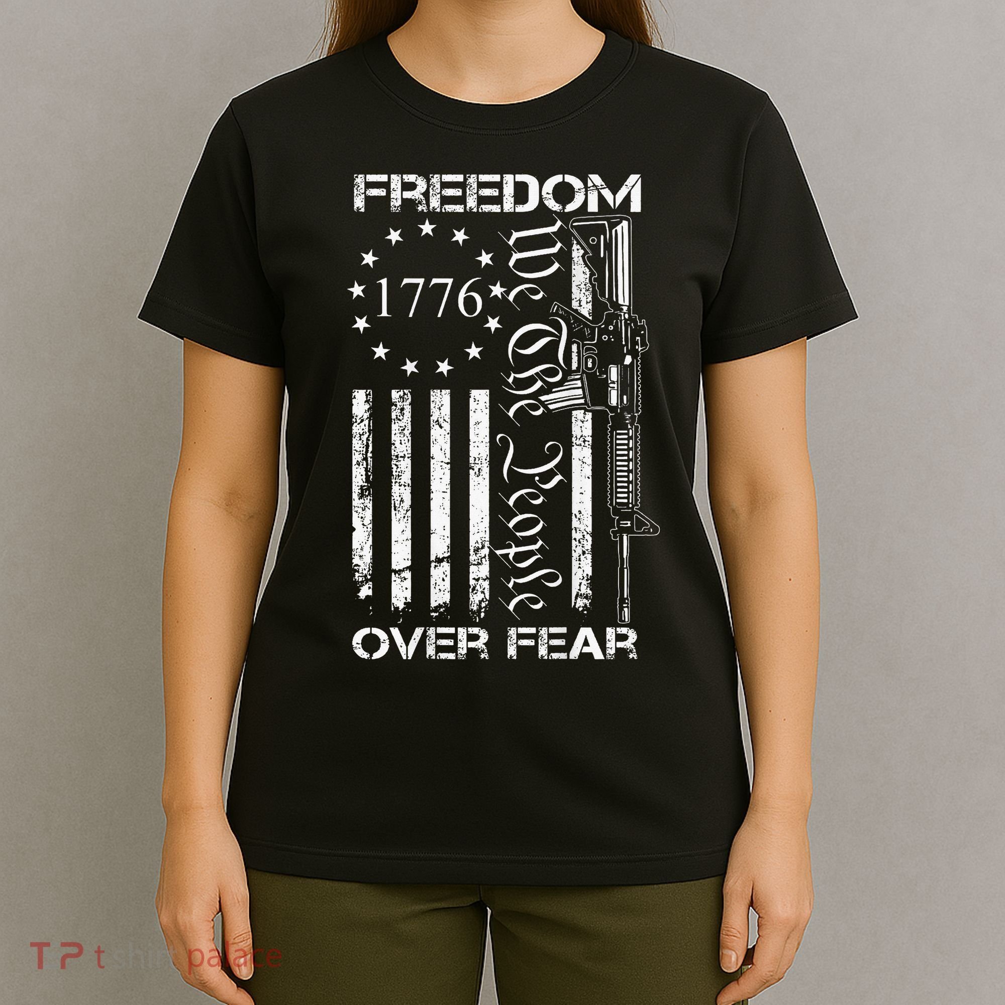 Freedom Over Fear Pro Gun Usa Flag 2nd Amendment T-Shirt