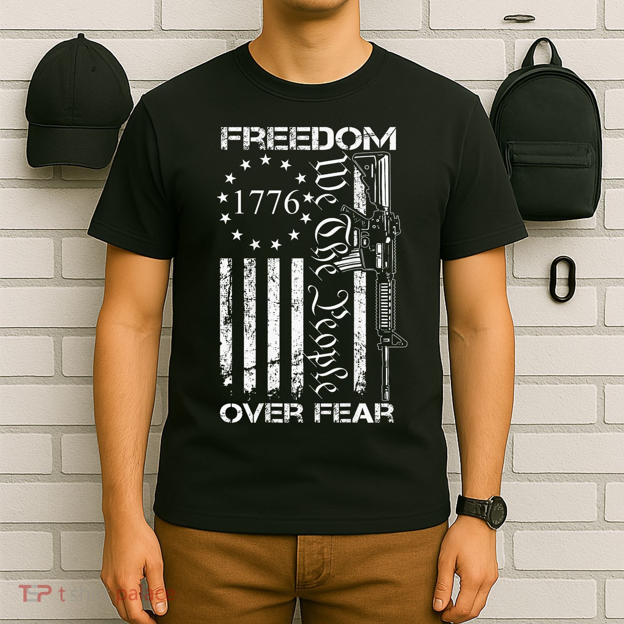 Freedom Over Fear Pro Gun Usa Flag 2nd Amendment T-Shirt