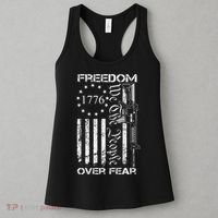 Freedom Over Fear Pro Gun Usa Flag 2nd Amendment Women's Tank Top thumb 3