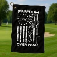 Freedom Over Fear Pro Gun Usa Flag 2nd Amendment Golf Towel thumb 1
