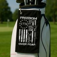 Freedom Over Fear Pro Gun Usa Flag 2nd Amendment Golf Towel thumb 2