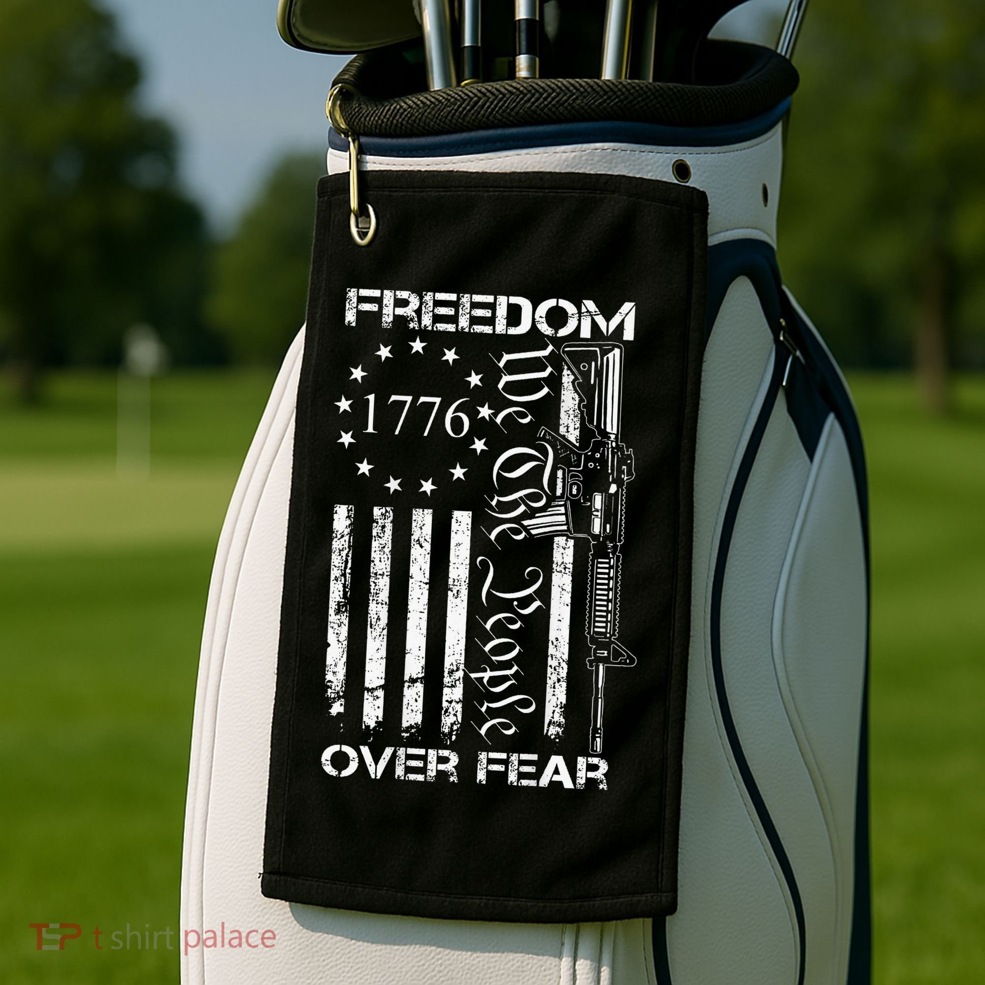 Freedom Over Fear Pro Gun Usa Flag 2nd Amendment Golf Towel