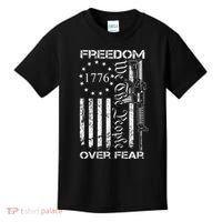 Freedom Over Fear Pro Gun Usa Flag 2nd Amendment Kids T-Shirt thumb 0