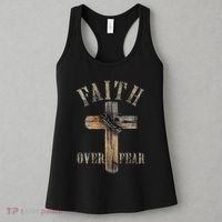 Faith Over Fear American Christian Cross God Jesus Women's Tank Top thumb 3