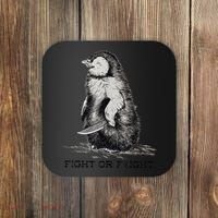 Fight Or Flight Funny Penguin Pun Meme Coaster thumb 0