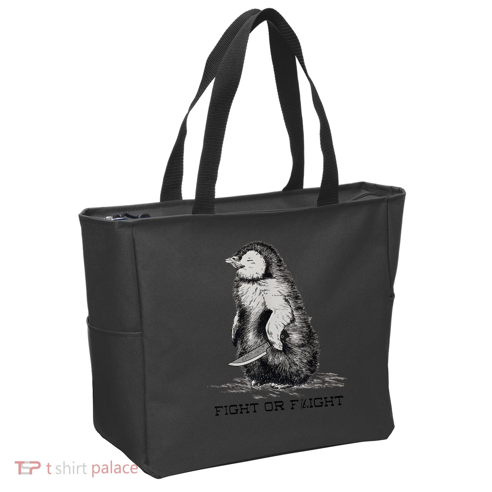 Fight Or Flight Funny Penguin Pun Meme Tote Bag