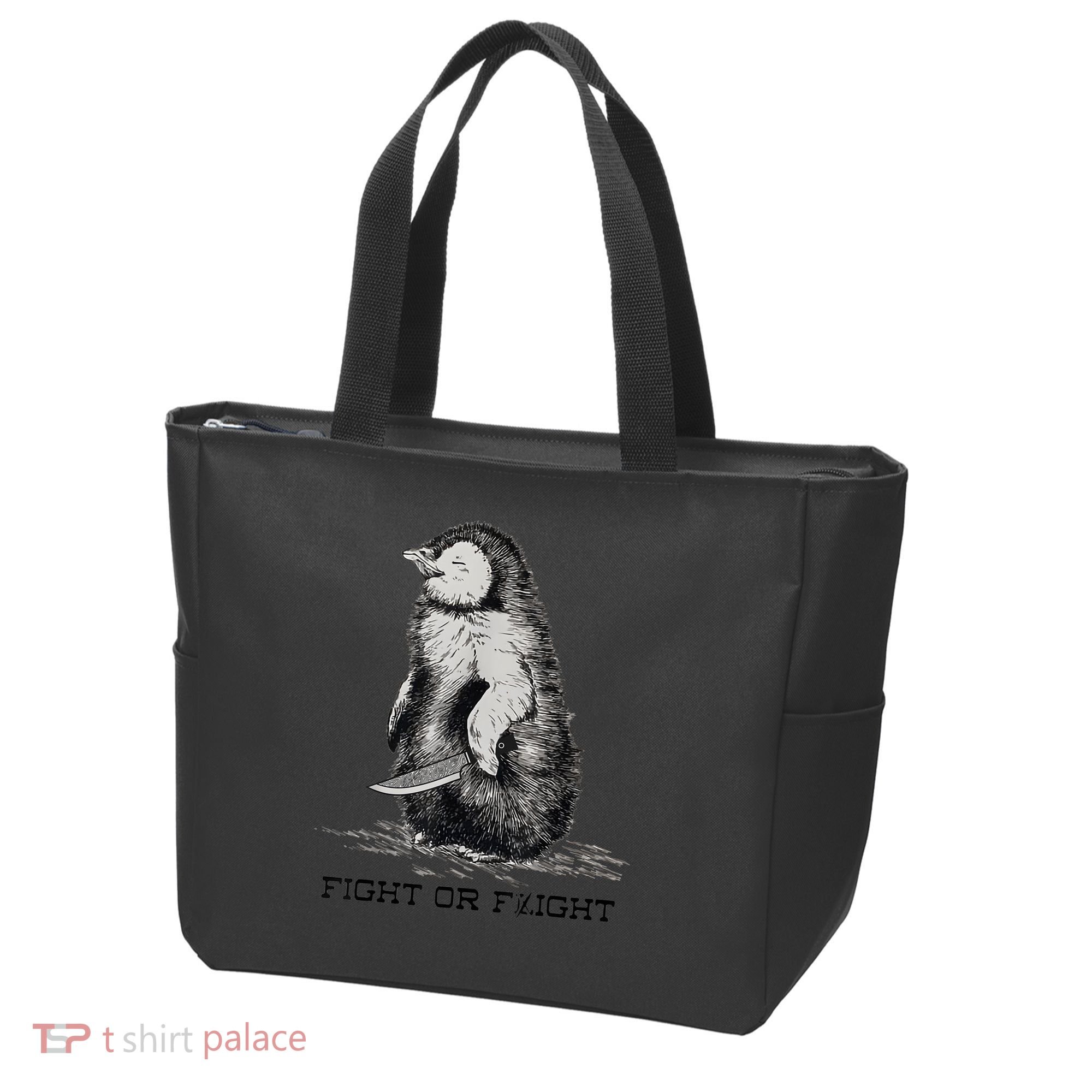 Fight Or Flight Funny Penguin Pun Meme Tote Bag