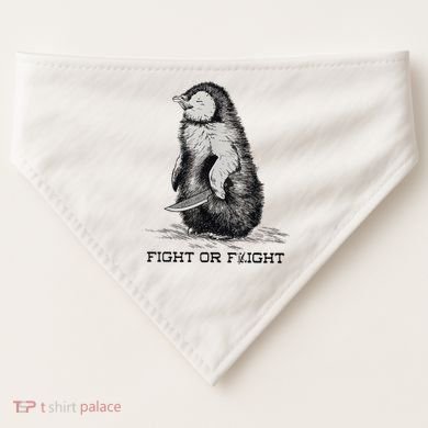 Fight Or Flight Funny Penguin Pun Meme USA-Made Doggie Bandana
