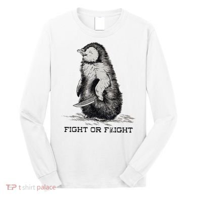 Fight Or Flight Funny Penguin Pun Meme Long Sleeve Shirt