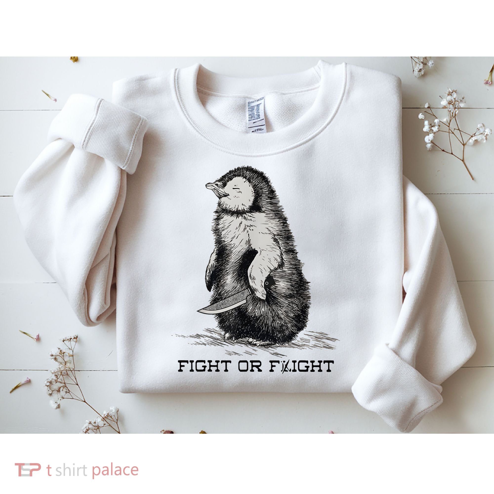 Fight Or Flight Funny Penguin Pun Meme Sweatshirt