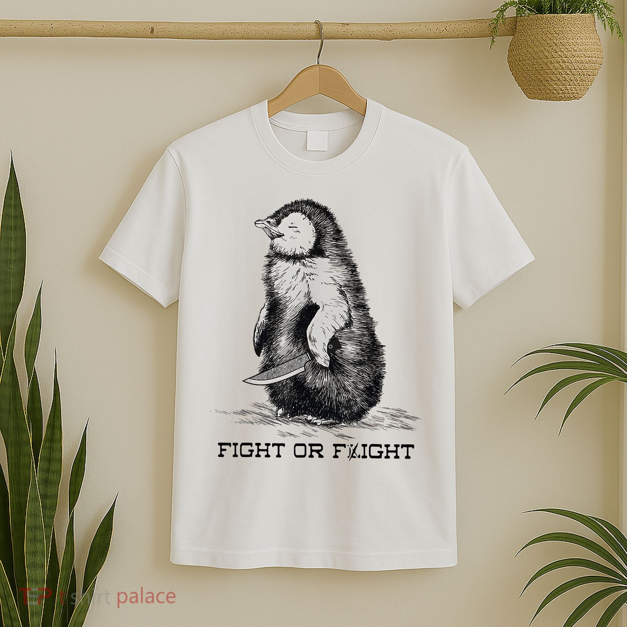 Fight Or Flight Funny Penguin Pun Meme T-Shirt