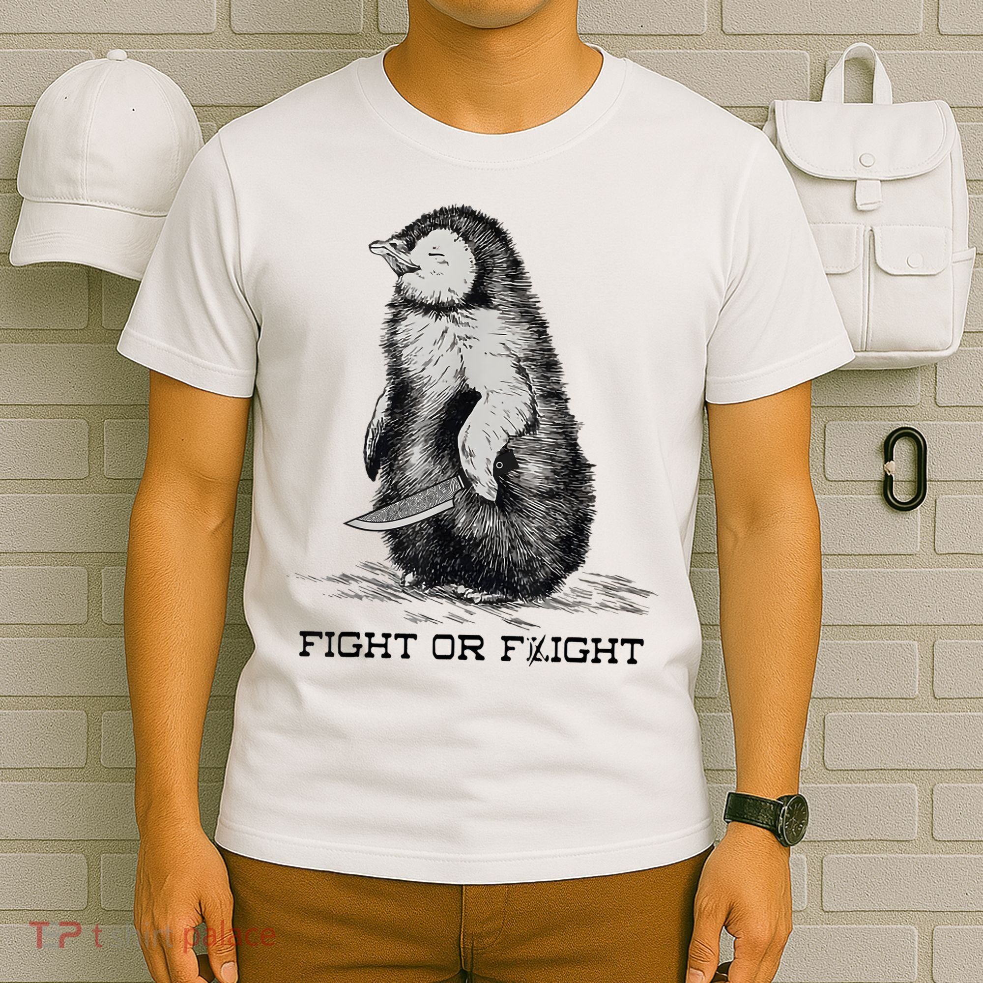 Fight Or Flight Funny Penguin Pun Meme T-Shirt