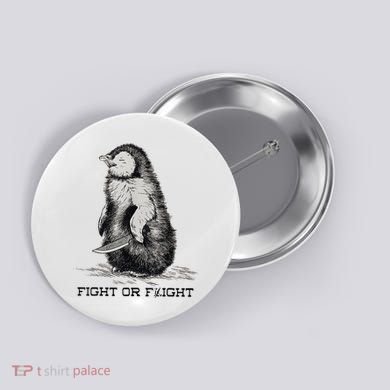 Fight Or Flight Funny Penguin Pun Meme Button
