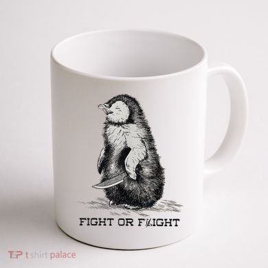 Fight Or Flight Funny Penguin Pun Meme Coffee Mug back