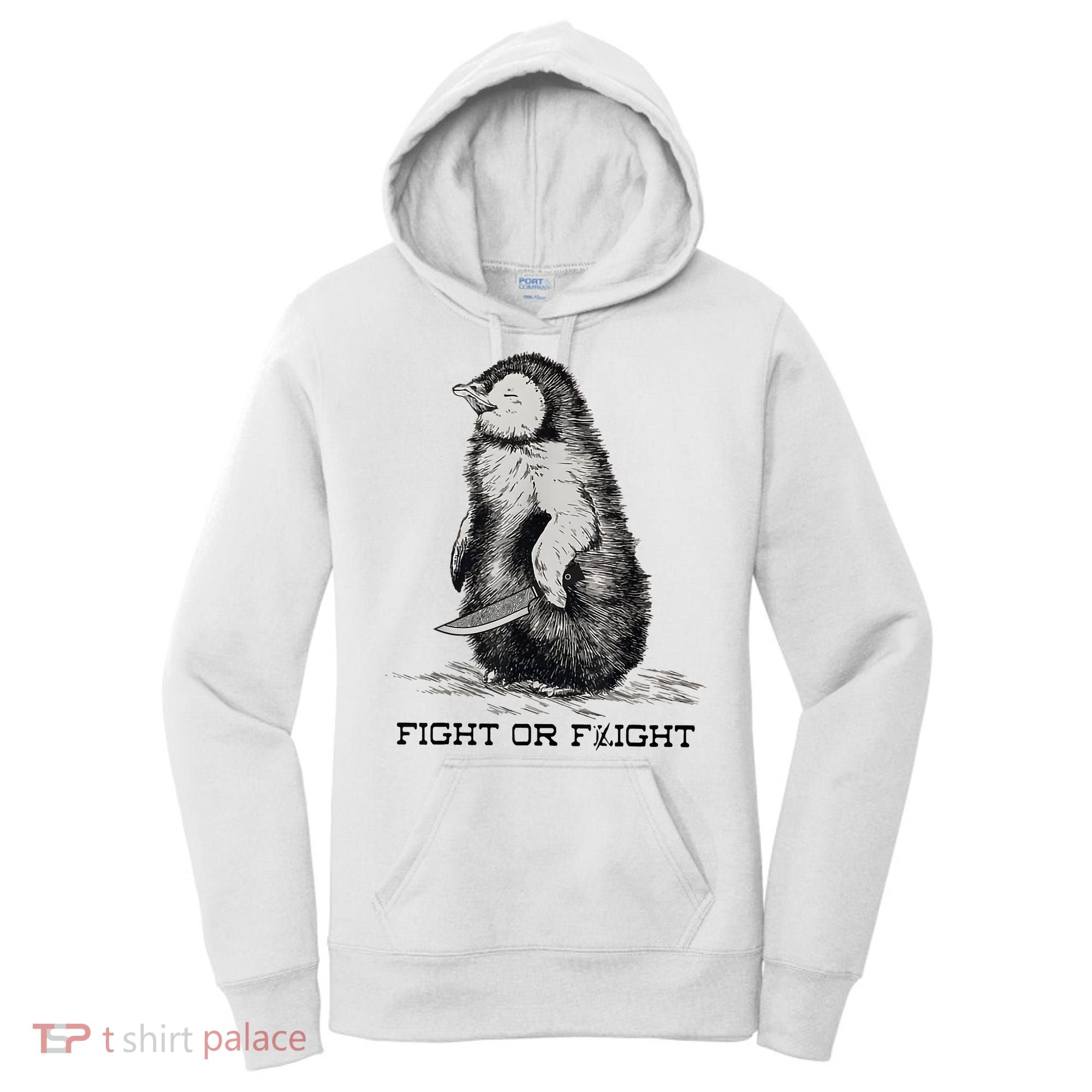 Fight Or Flight Funny Penguin Pun Meme Women's Hoodie